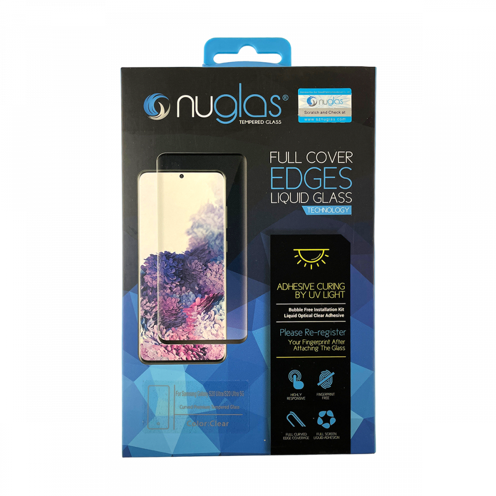 NuGlas Tempered Glass Screen with UV Glue for the Samsung S20 Ultra - Clear