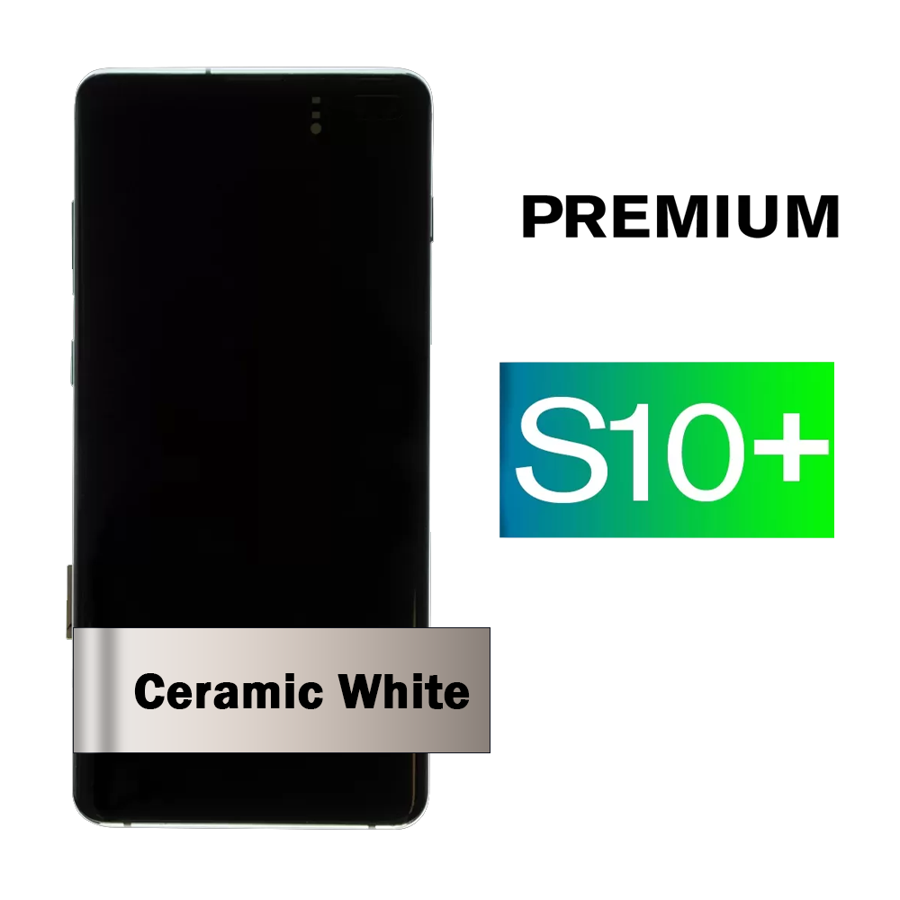 Samsung Galaxy S10+ Ceramic White Screen Assembly with Frame (Premium)