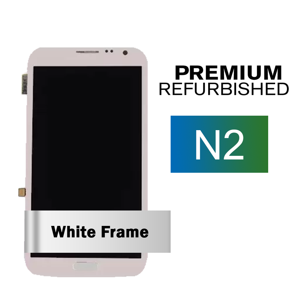 Samsung Galaxy Note II Screen Assembly + Frame - White (Front)