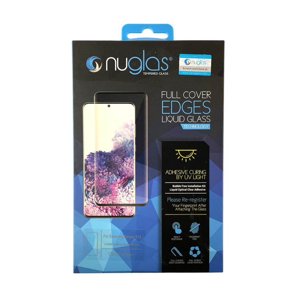 NuGlas Tempered Glass Screen with UV Glue for the Samsung S10 - Clear
