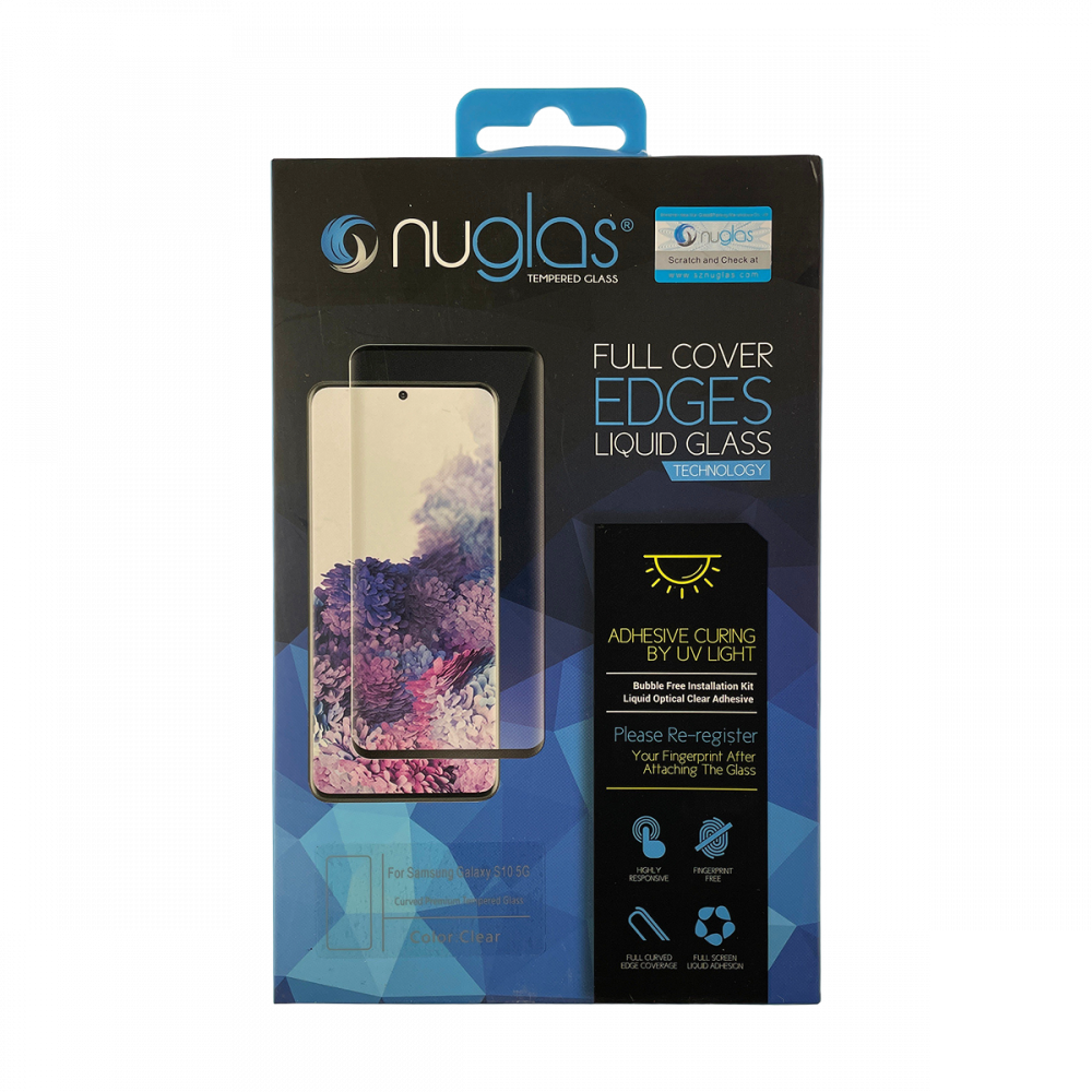 NuGlas Tempered Glass Screen with UV Glue for the Samsung S10 5G - Clear