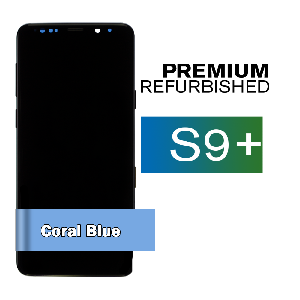 Samsung Galaxy S9+ Coral Blue Screen Assembly with Frame (Premium Refurbished)